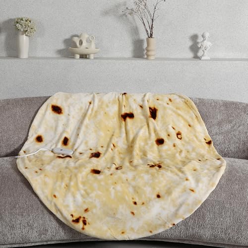Heated Blanket Electric Blanket, Double Sided 260g Plus 260g Flannel Burritos Tortilla Heated Throw with 5 Heating Levels & 10 Hours Auto Off, Electric Wrap Blanket for Kids and Adults, Funny Gifts