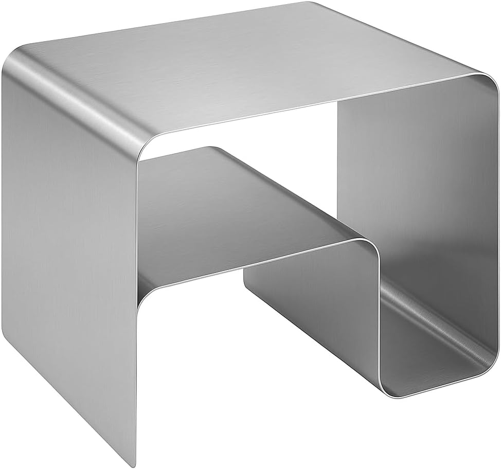 Modern Stainless Steel Side Table – Seamless Integrated Design, Sturdy and Stylish, Perfect for Living Room, Sofa Side, Coffee Table Use.