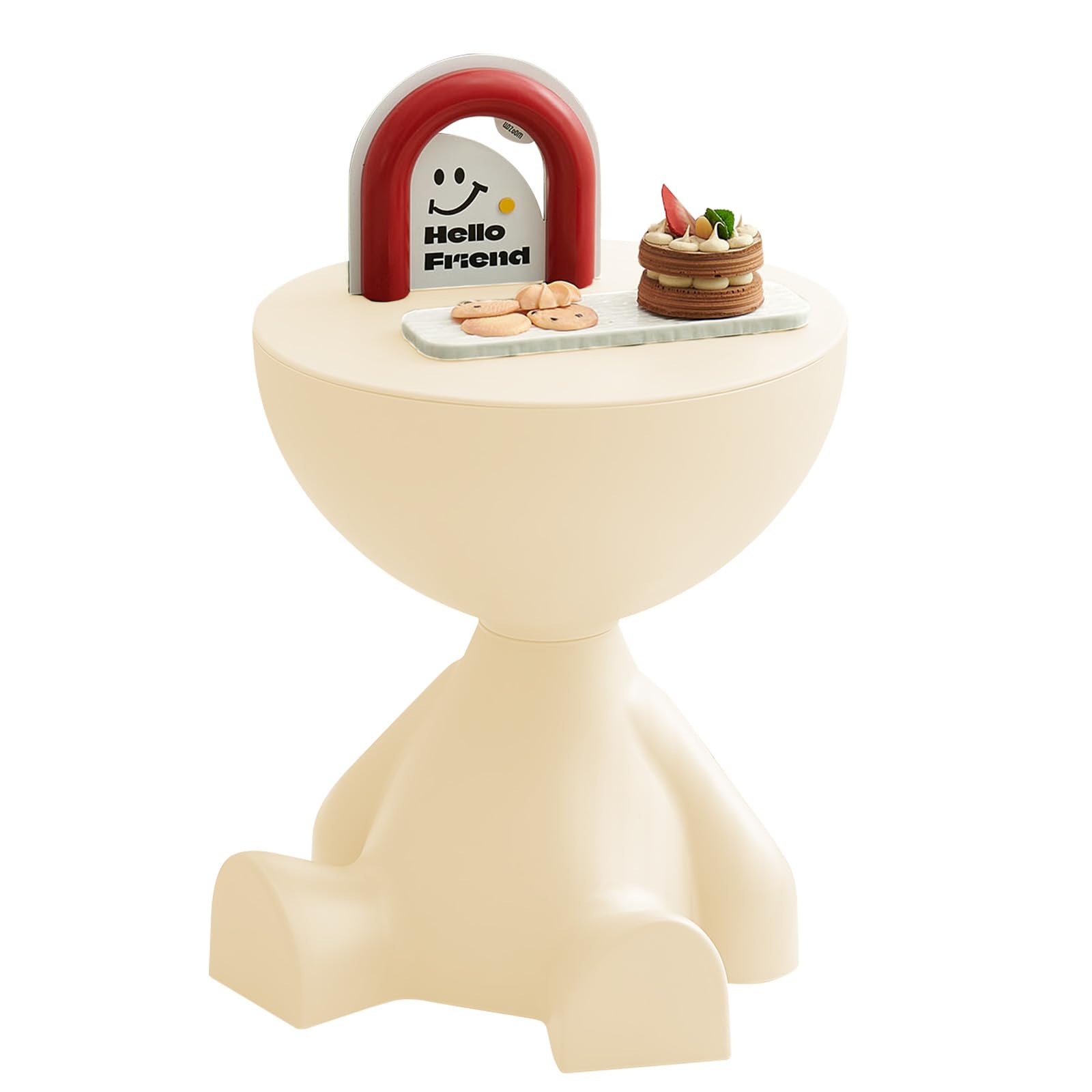 Mini Side Table, Circle Coffee Table, Nightstand, Mini End Tables Accent Living Room Bedroom Balcony Office, Bedside Home Decor for Living Room, Bedroom, Small Spaces, Easy Assembly (Pink)