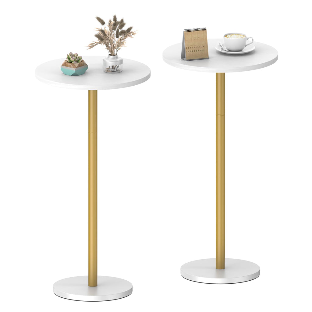Small Round Side Table, Drink Tables for Narrow Spaces, Pedestal End Table Stand for Living Room, Modern Black Small Nightstand for Bedside, Round Table for Bedroom Sofa-Side