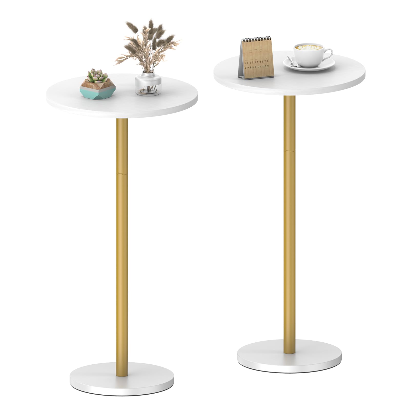 Small Round Side Table, Drink Tables for Narrow Spaces, Pedestal End Table Stand for Living Room, Modern Black Small Nightstand for Bedside, Round Table for Bedroom Sofa-Side