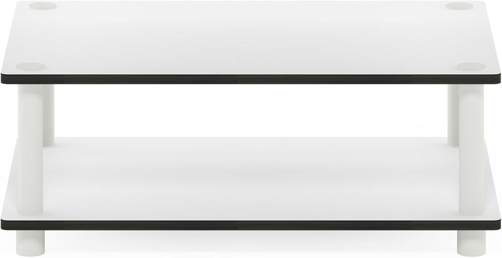 Furinno 11172 Just 2-Tier No Tools Coffee Table, White w/White Tube