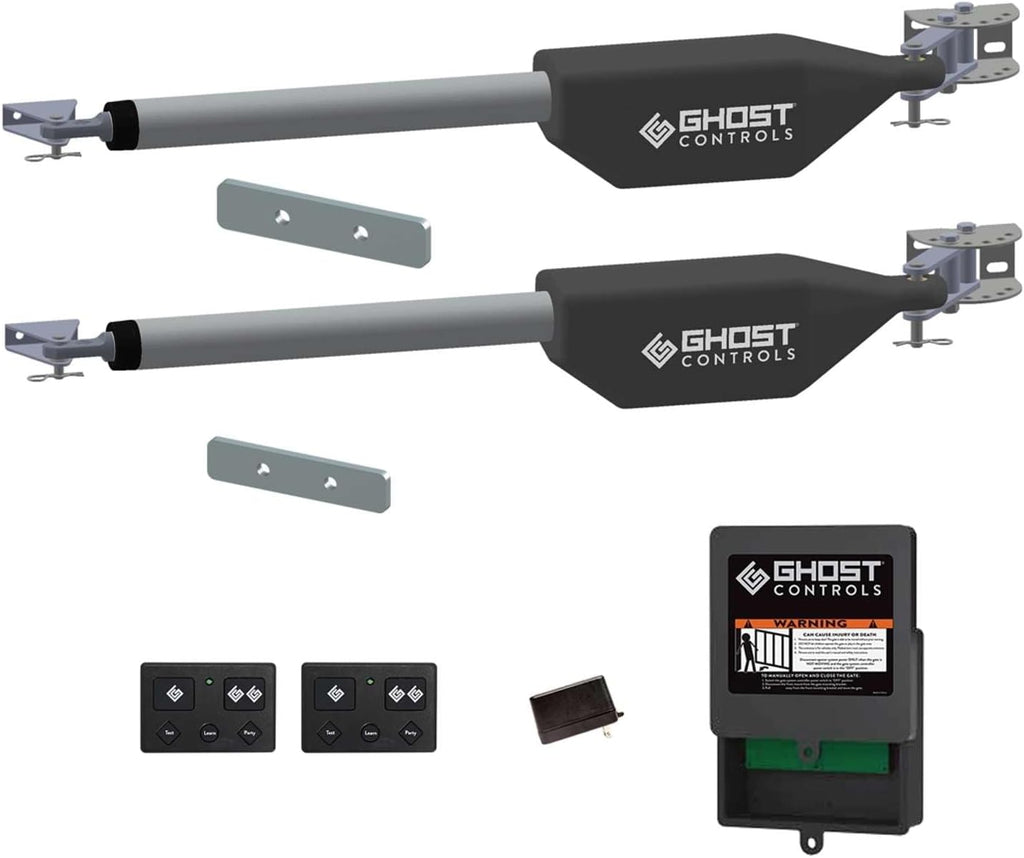 Ghost Controls Automatic Gate Opener Kit for Decorative Driveway Swing Gates with Gate Opener Remote - Solar Capable - PRO Series - Model LDM2K (2. LDM2K Kit)