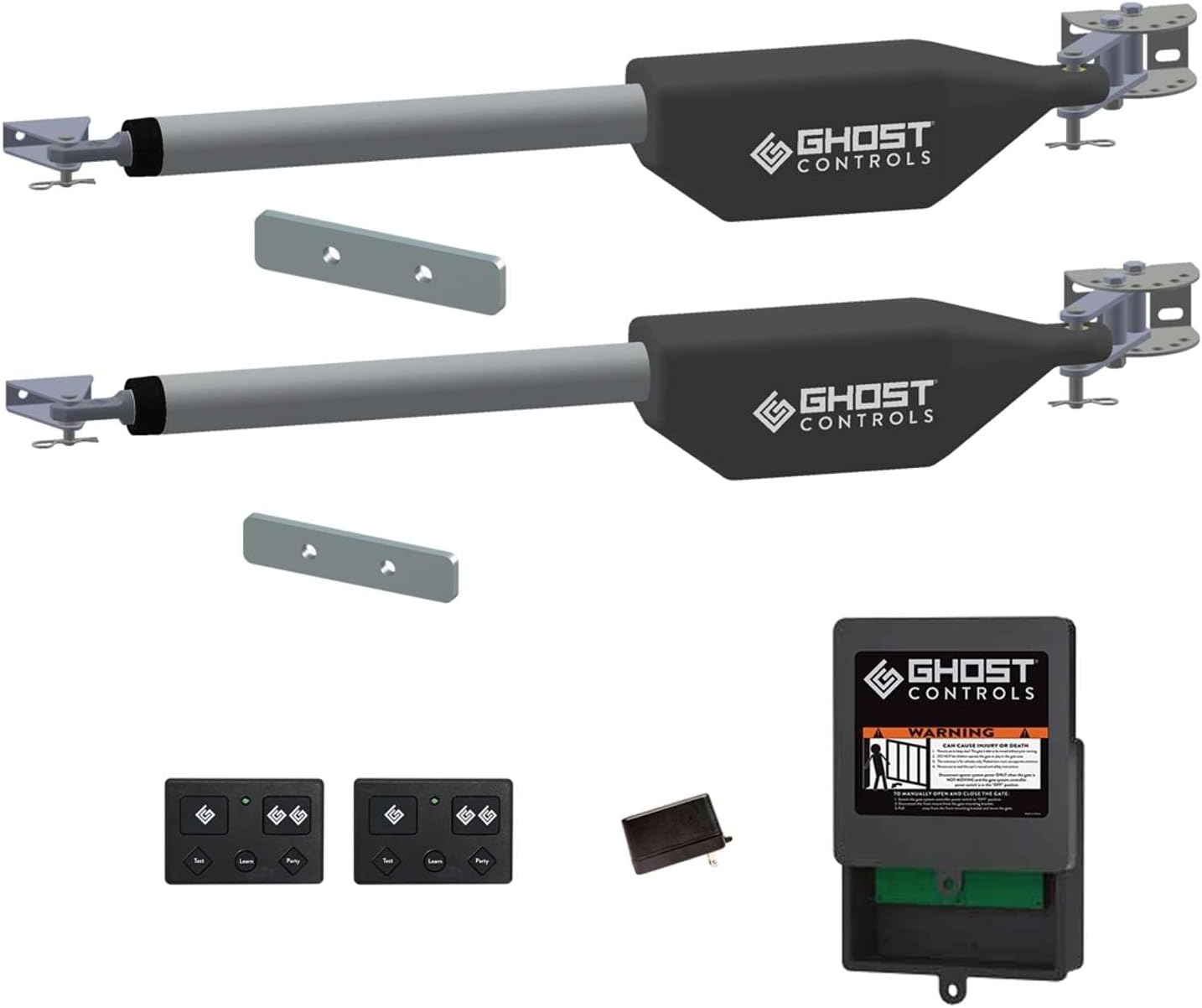 Ghost Controls Automatic Gate Opener Kit for Decorative Driveway Swing Gates with Gate Opener Remote - Solar Capable - PRO Series - Model LDM2K (2. LDM2K Kit)