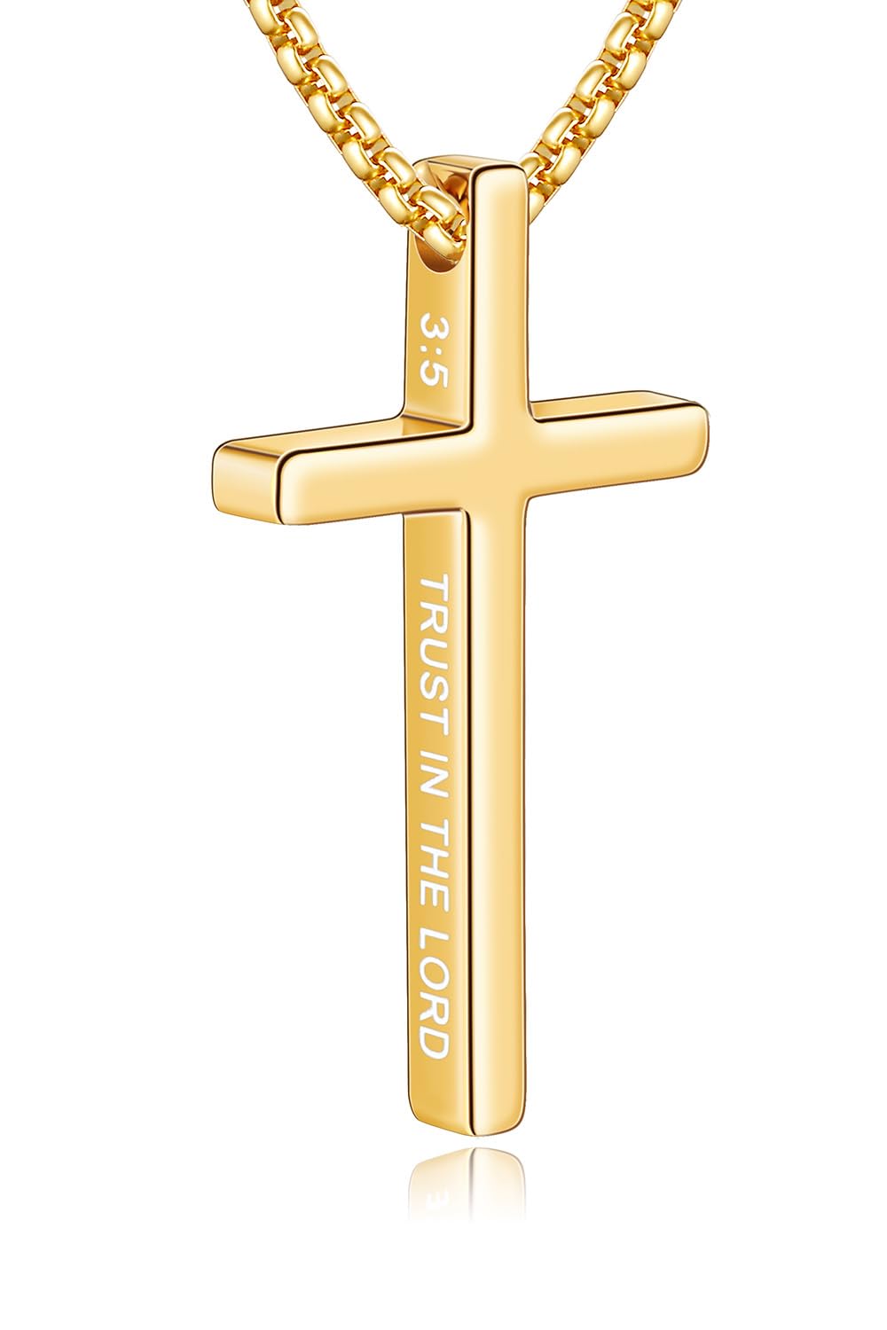 Fiusem Cross Necklace for Men, Inspirational Bible Verse Cross Chain for Men, Stainless Steel Box Necklace