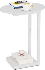 Hosfais Small Side Table End Table, C-Shaped Wood Coffee Table TV Tray for Eating Couch Tables for Small Space, Living Room, (Black)