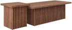 Modway Render Slatted Nesting Coffee Table Set in Walnut - 2 Piece Low Profile Coffee Table Mid Century Modern - Abstract Coffee Tables for Living Room - Nested Accent Tables