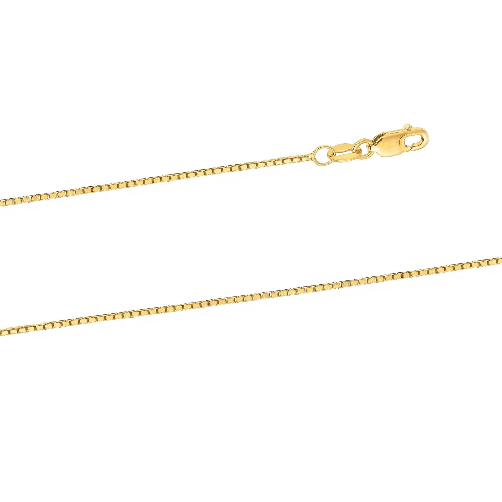 Corrente Caixa Maciça de Ouro Amarelo 14k GOLDPAR 1.05MM Colar para Mulheres Joias com Fecho Lagosta - 18"