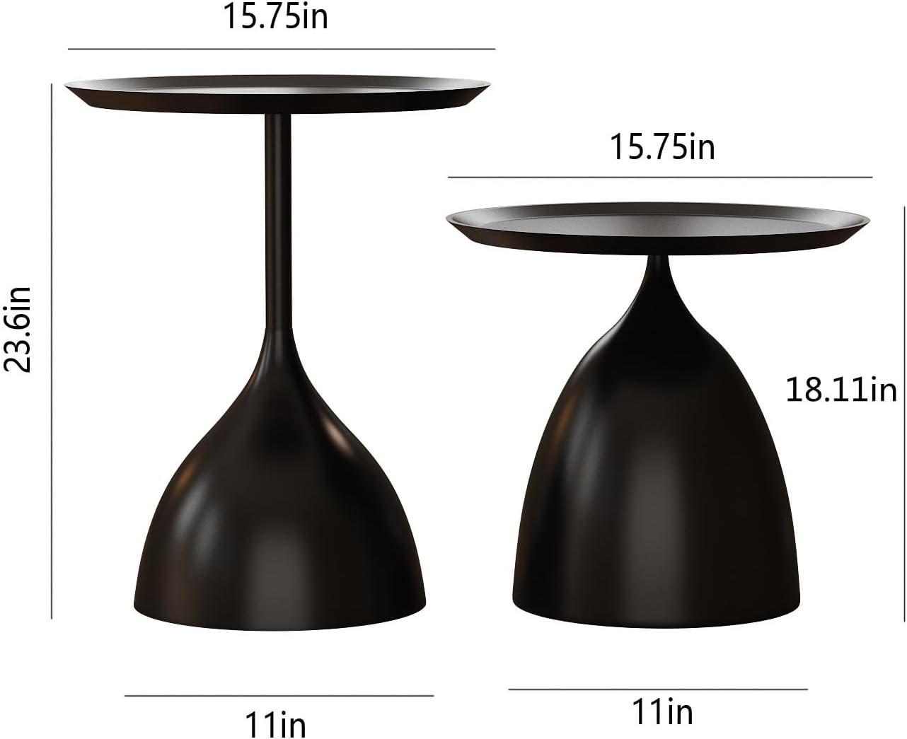 Nesting Tables, Black Side Tables, Modern End Tables for Living Room Nesting Coffee Table Set of 2,Console Table Pedestal Tables