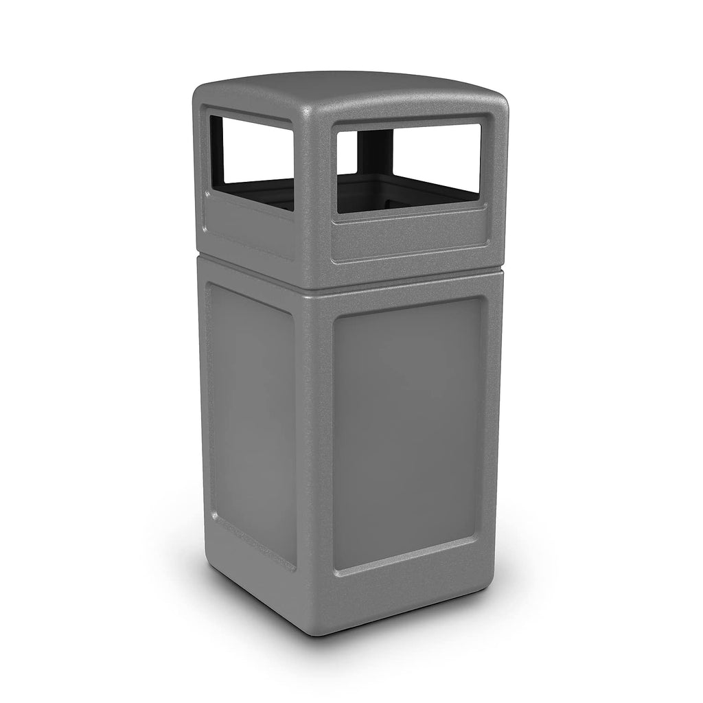 Commercial Zone-73290199 PolyTec 42 Gallon Square Waste Container with Dome Lid Color: Black