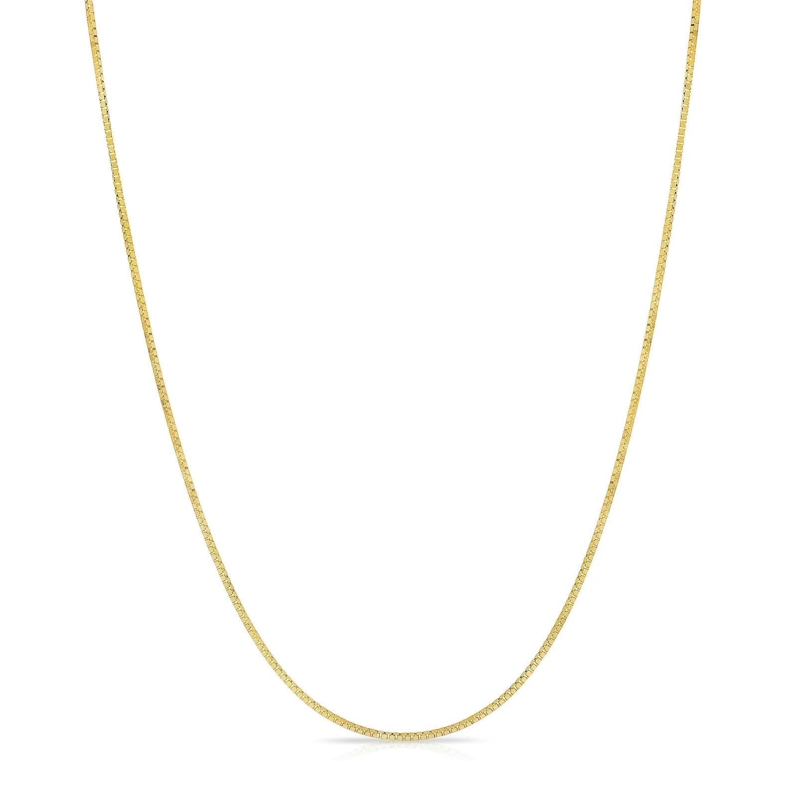 GOLDPAR Collana a catena a scatola solida reale in oro giallo 14k 1,05MM per donna con chiusura a moschettone - 22"