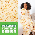 Cozy Concepts Co. Burrito Komfort Tæppe af Relatable, Viral Trend Inspireret, Ligner en Kæmpe Tortilla til at Pakke Dig Selv Ind som en Burrito, Fantastiske Påskegaver til Teenagere, Stor Størrelse 65” Tæppe