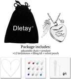 Dletay Heart Urn Necklace for Ashes with 12 Birthstones Cremation Jewelry for Ashes -Your Wings Were Ready My Heart Was Not
