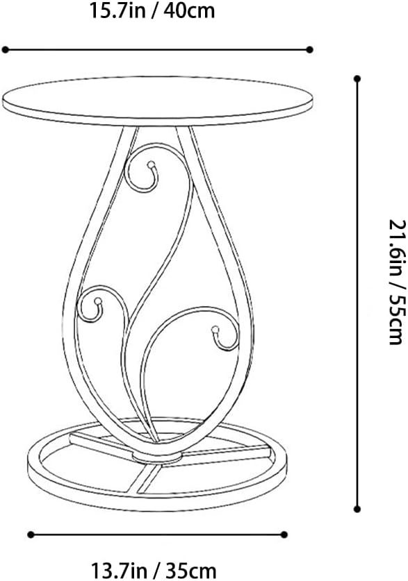 Boho Round Side Table Living Room, Natural Marble Desktop end Tables with Boho Minimalist Metal Floral Base, Modern Decor Bedside nightstand Coffee Table for Living Room Bedroom Sofa Balcony