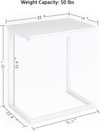 Sofa C Side End Table Wood Accent Couch Coffee Tray Snack Notebook Laptop Holder Over Bed Stand Reading Desk White Color 22x14x27 Inch Space Saving for Living Room Bedroom