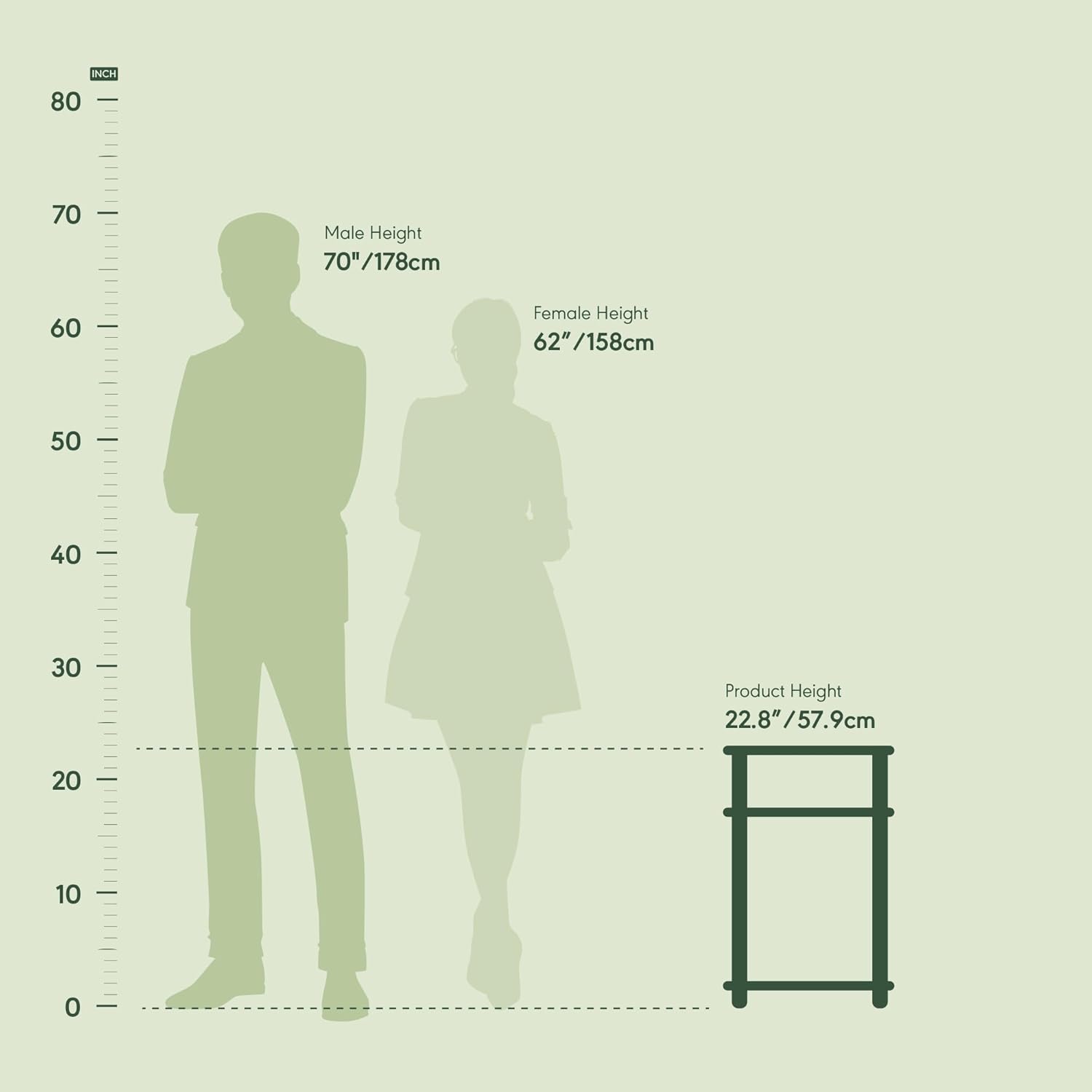 Furinno JUST Side Table, 3-Tier End Table, Open Shelves Night Stand, Bedside Table, Toolless Assembly, for Living Room, Bedroom, Bathroom, Americano