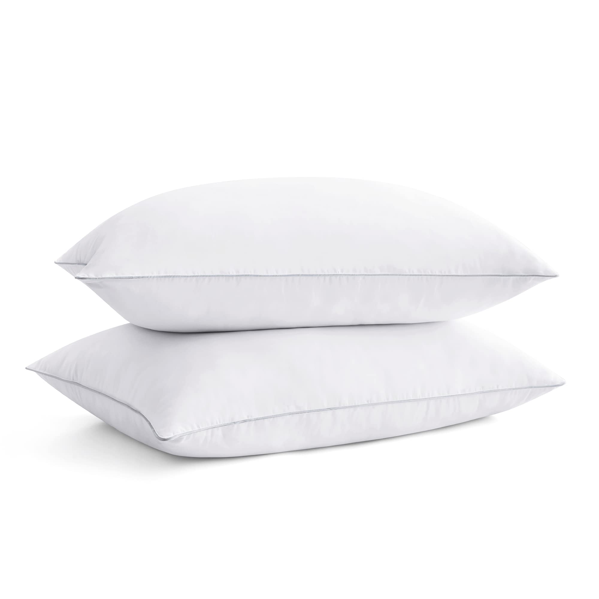 puredown® Goose Feathers and Down White Pillows with 100% Cotton Cover, Bed Sleeping Hotel Collection Pillows Set of 2, Standard Size