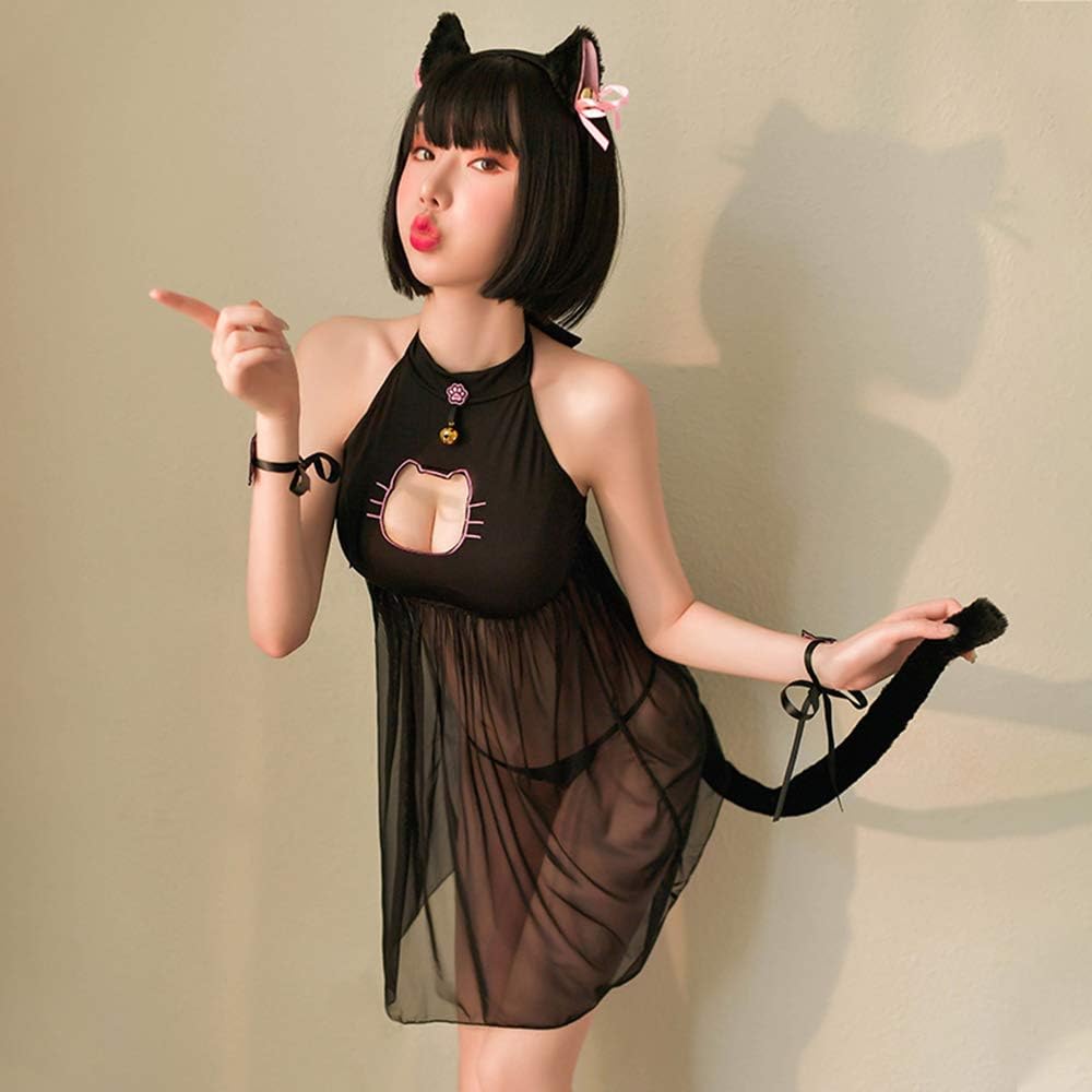 JasmyGirls Sexy Cat Cosplay Lingerie Dress Halloween Kawaii Anime Costume Cute Maid Outfit Japanese Lolita Underwear