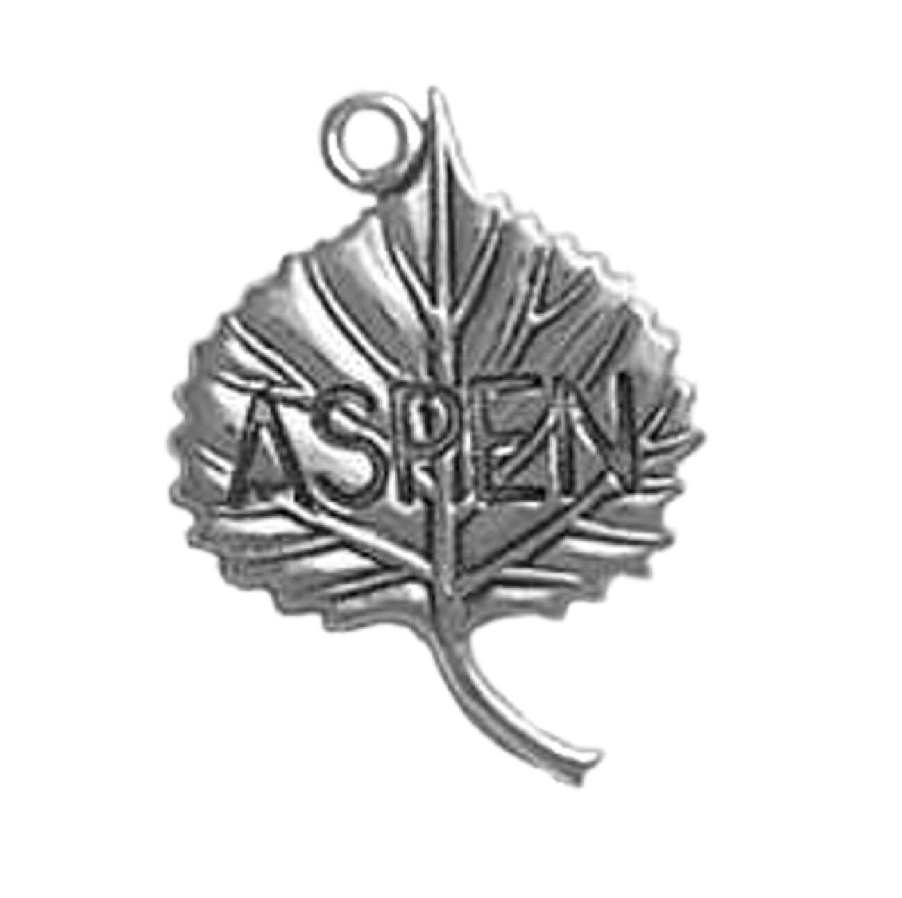 Auntie's Treasures Sterling Silver Womens 1mm Box Chain 3D Aspen Colorado Tree Leaf Pendant Necklace