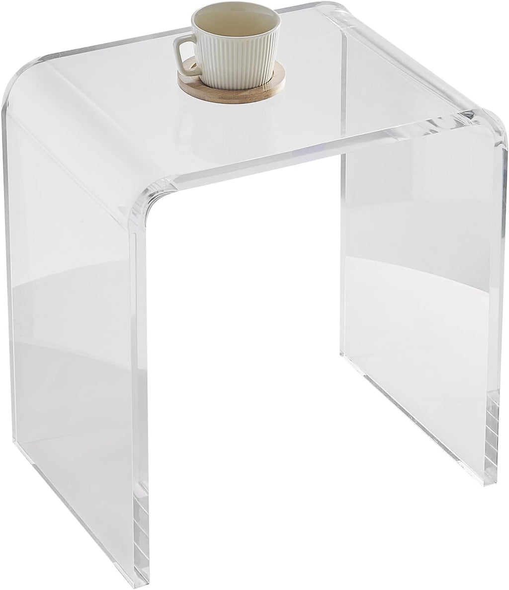 VEVOR Acrylic Side Table, U- Shaped Coffee Table, Clear Acrylic End Table with Waterfall Edges for Drink, Food, Snack Used in Living Room & Bedroom