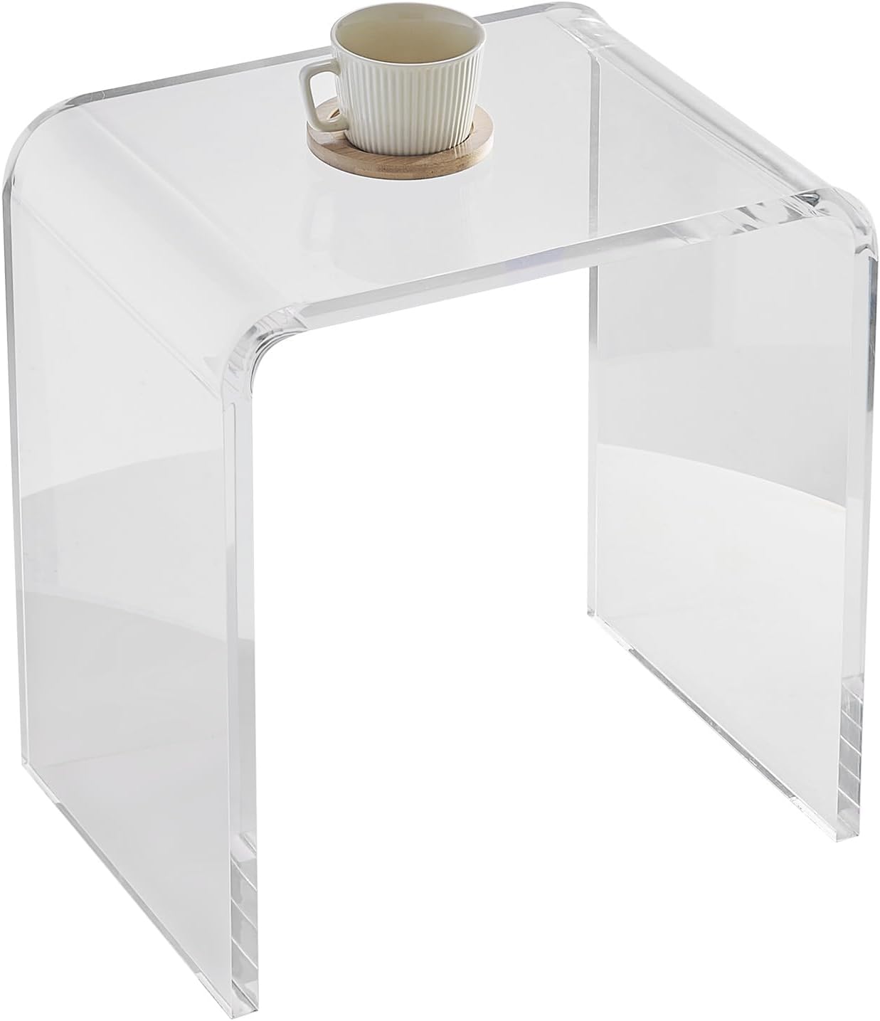 VEVOR Acrylic Side Table, U- Shaped Coffee Table, Clear Acrylic End Table with Waterfall Edges for Drink, Food, Snack Used in Living Room & Bedroom