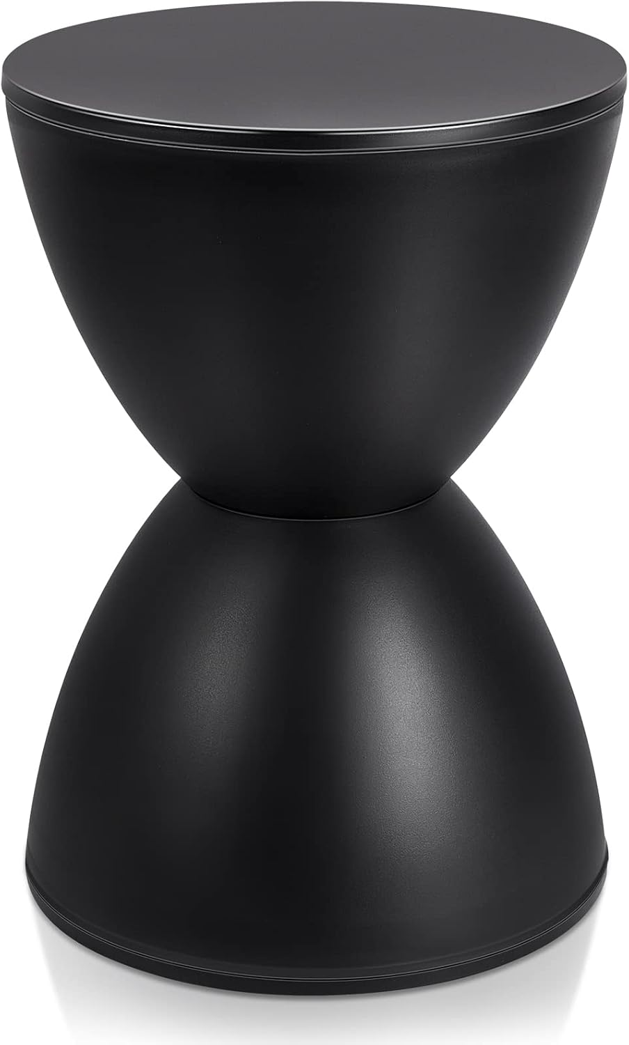 Leinuosen 16.73" H x 11.81" W Small Plastic Black Drum Side Table Plastic Hourglass Modern End Table Round Outdoor Stool Side Table for Coffee Patio Indoor Home Bedroom (Cover Cannot Be Removed)