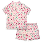 Hello Kitty Girls Pajama Set - 2 Piece Cozy Girls Pjs with Button Down Short Sleeve & Shorts For Kids - Official Product Light Pink