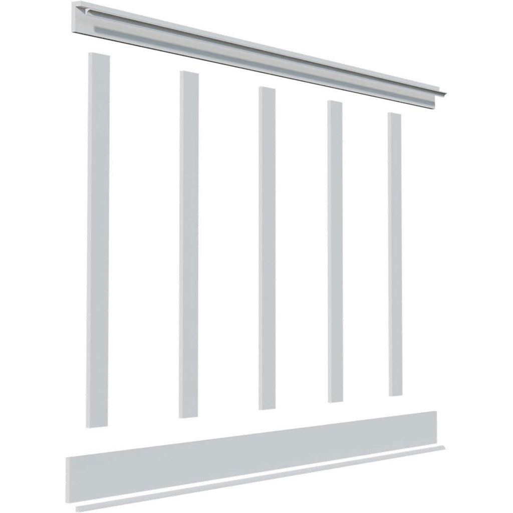 Ekena Millwork WPKP56X04DS Deluxe Shaker 8' Length PVC Wainscoting Kit, Heights up to 56" (12" - 15" Adjustable Wall Panels), White