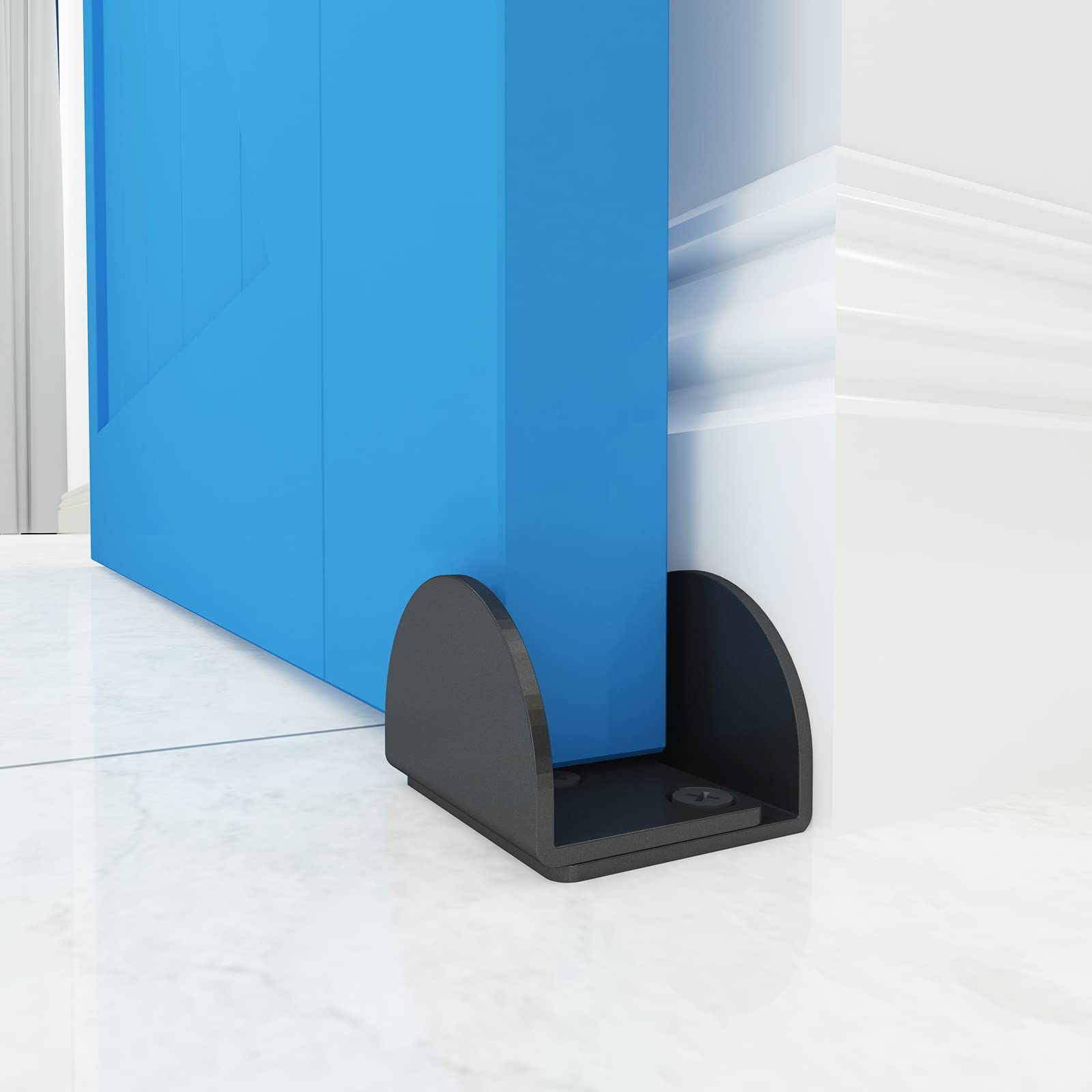 JUBEST 2 Paquets Guide de Sol Noir Mat Matériel de Porte de Grange Coulissante à Montage au Sol Jusqu'à 1-13/16"W 1-3/8"H