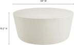 Modway Brion 34 Inch Round Concrete Coffee Table – Indoor/Outdoor Tapered Cylinder Coffee Table – Low Center Table for Living Room or Patio in White