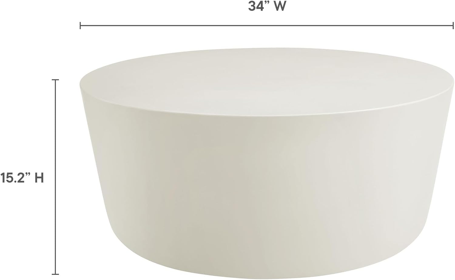 Modway Brion 34 Inch Round Concrete Coffee Table – Indoor/Outdoor Tapered Cylinder Coffee Table – Low Center Table for Living Room or Patio in White