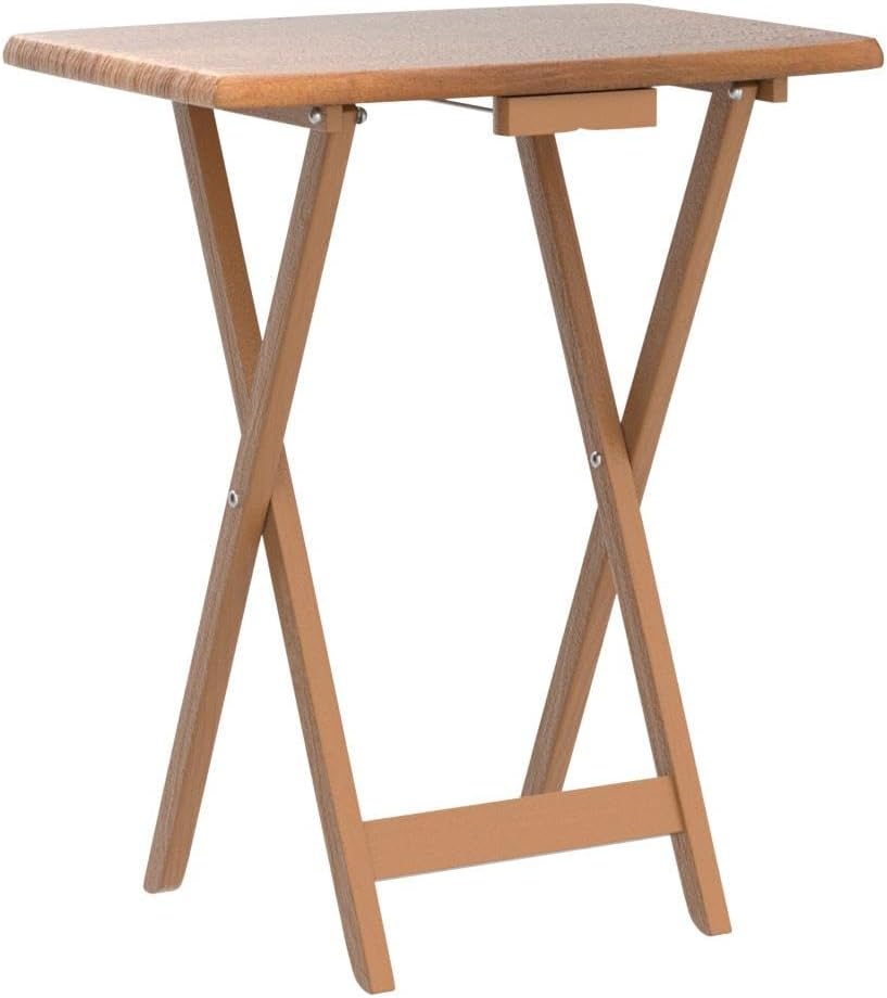 Winsome Dylan Snack Table Set with Stand, Oversized, for Living room, 26", Teak, Set of 4 Tables
