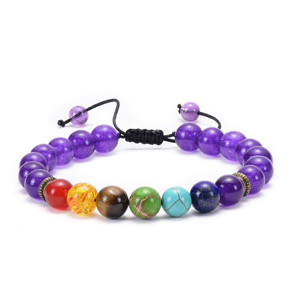 GelConnie Lava Rock Chakra Bracelet 7 Chakra 8mm Natural Stone Healing Bracelet Stress Relief Yoga Beads Anxiety Bracelet Aromatherapy Essential Oil Diffuser Bracelet Bangle