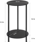 MOOACE End Tables Set of 2, Small Side Table, 2-Tier Nightstand with Storage Shelves, Round Sofa Bedside Table Coffee Desk for Living Room, Bedroom, Bathroom, Office, Black