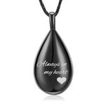 Yinplsmemory Carved Teardrop Keepsake Ashes Necklace Urn Pendant Cremation Memorial Jewelry-Always in my heart