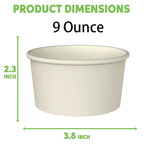 Axt Sichel 50 Stück 9 Unzen Papp-Eisbecher Einweg-Dessertschalen für heiße oder kalte Speisen, Eisbecher, gefrorener Joghurt, Suppe, Weiß