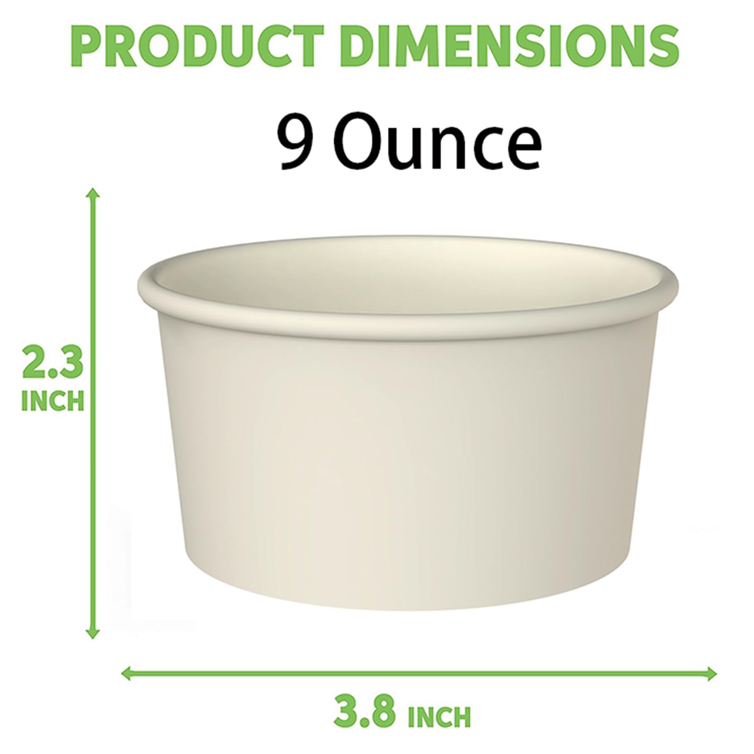 Axt Sichel 50 Stück 9 Unzen Papp-Eisbecher Einweg-Dessertschalen für heiße oder kalte Speisen, Eisbecher, gefrorener Joghurt, Suppe, Weiß