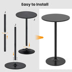 Giantex Two-in-one Bar Table with Detachable Pole, Metal Base, 24" Round Top, 40"/22" Two Convertible Height, Cocktail Table, Coffee Table, Pub Table for Dining Room, Restaurant, Kitchen (1, Black)