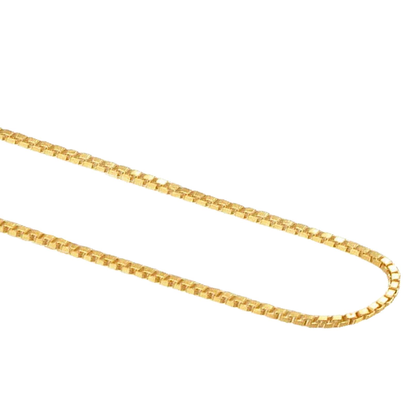VOGREX 14K Real Solid Yellow Gold 0.7mm Box Chain Necklace with Lobster Clasp for Men and Women -16" - Grand Goldman