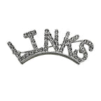 Exquisite green rhinestone inlaid round LINKS letter metal brooch the links incorporated society jewelry pin