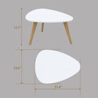 Small Oval Coffee Table,31.5" White Leaf-Shaped Center Table,Mid Century Minimalist Display Coffee Table for Living Room Small Space,Easy Assembly,White LCT50W