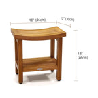 AquaTeak Patented 18" Sumba Teak Shower Bench with Shelf