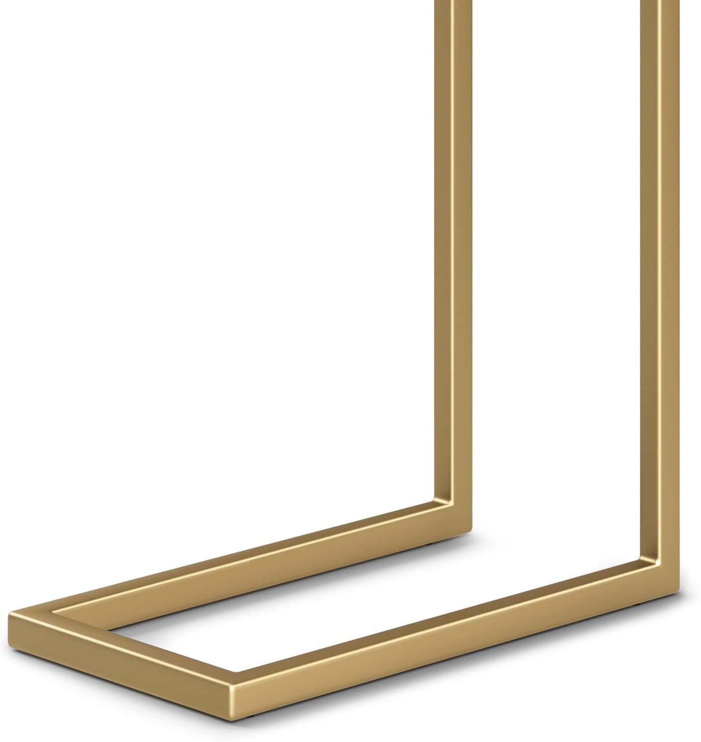 SIMPLIHOME Skyler 18-inch Wide Metal Table in White/Gold, C-Shaped Industrial-Style Side Table with Genuine Marble Top for Living Room, Bedroom, or Home Office