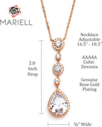 Mariell Bridal and Wedding Necklace, Cubic Zirconia Crystal Drop Pendant Necklace for Brides, Bridesmaids, Prom, Homecoming, Mother of The Bride