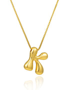 NEXIULT Bubble Letter Halskette 18K vergoldete Ballon A-Z Initial Halskette für Frauen, trendige Buchstabenanhänger Choker Halskette zierlicher Schmuck Geschenk (K, Gold Box Kette)
