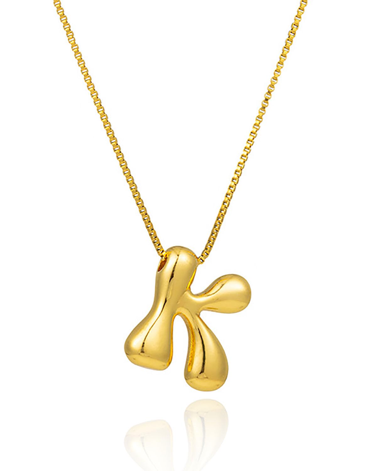 NEXIULT Bubble Letter Halskette 18K vergoldete Ballon A-Z Initial Halskette für Frauen, trendige Buchstabenanhänger Choker Halskette zierlicher Schmuck Geschenk (K, Gold Box Kette)