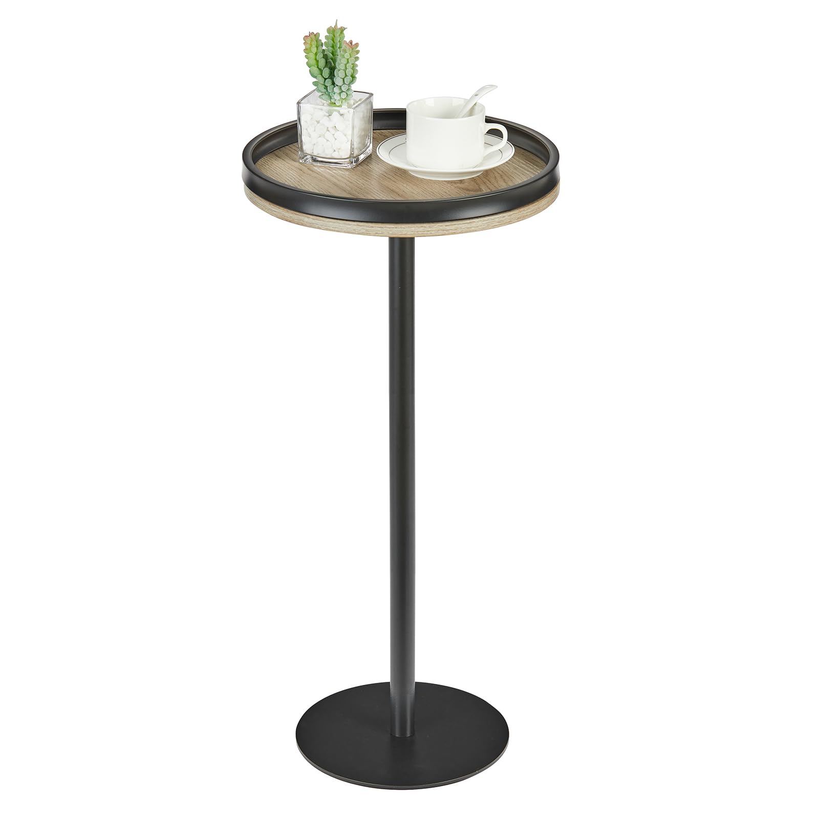 Round Drink Table,Small Pedestal Table,Small Round Side Table for Narrow Spaces,Martini Table for Living Room, Bedroom, Bathroom,Balcony (Rustic Brown)