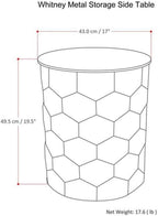 SIMPLIHOME Whitney Industrial 17 inch Wide Metal Storage Accent Side Table in Antique Bronze, Fully Assembled for the Living Room and Bedroom