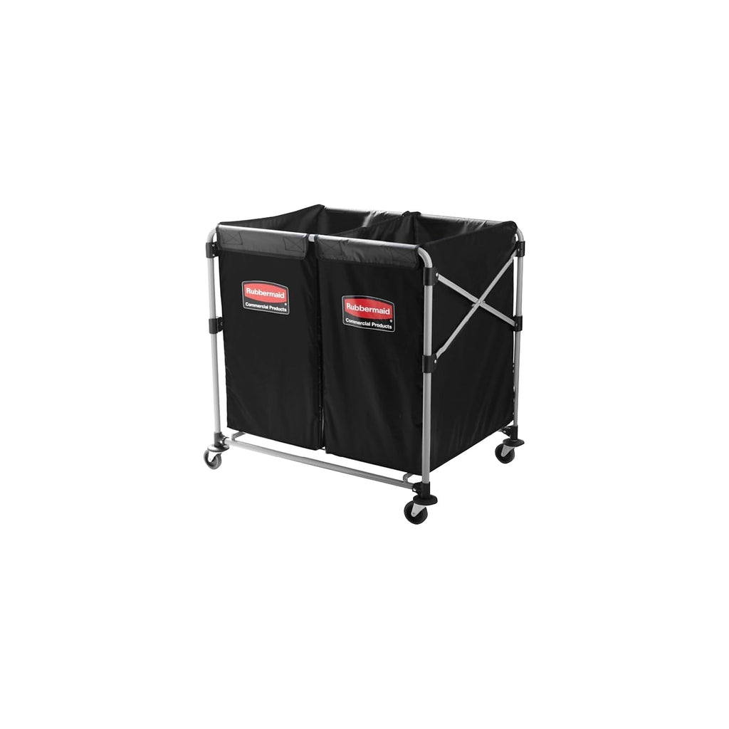 Rubbermaid Commercial Products, Collapsible X Cart, Black, Steel 8 Bushel Bin, Commercial Laundry Cart with Wheels for Hotel/Nursing Home/Home/College Easily Move Laundry/Supplies/Groceries