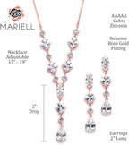 Mariell Rose Gold Cubic Zirconia Necklace & Earrings Bridal Jewelry Set, CZ Crystal Statement Necklace Set for Weddings, Formal Events, Mother of The Bride